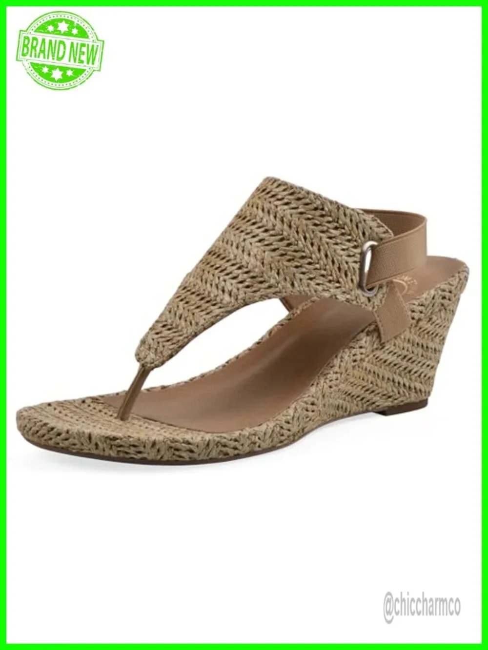 Woven Textile Wedge Sandals with Adjustable Strap